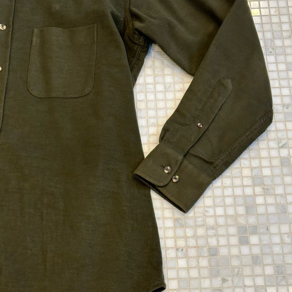 Charles Tywitt Green Flannel Cotton Buttondown Shirt - Picture 6 of 11